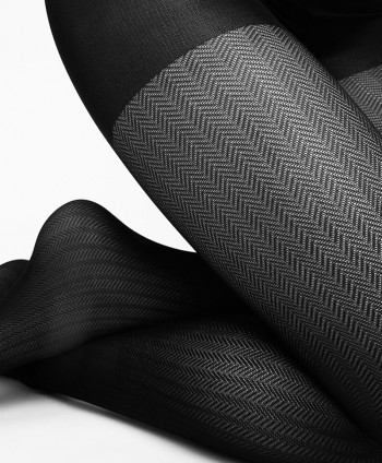 Swedish Stockings Fishbone Tights, Anthracite Melange