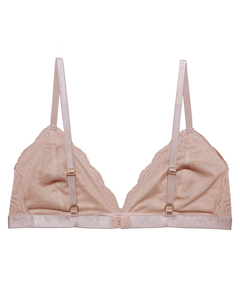 Vintage Bra Seamless Smooth Lace Polyester Beige Nude Adjustable